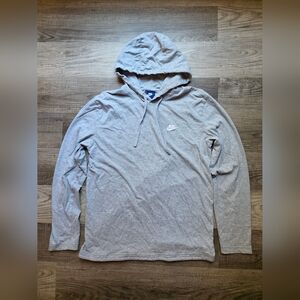 Nike Men's Light Gray Hoodie Long-Sleeve Shirt